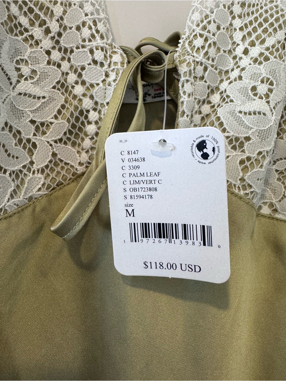 Free People Olive Green Maxi Dress with Ivory Lace Bodice - Picture 3 of 4